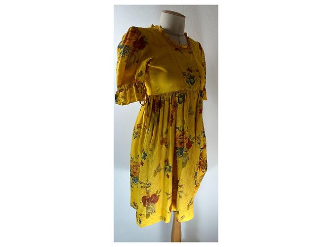 Autre Marque Vestido Sportalm de lino amarillo con flores - vista 4
