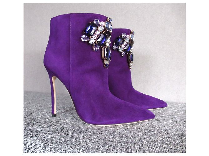 Stivali viola in camoscio e cristallo di Dsquared2 Porpora - vista 2