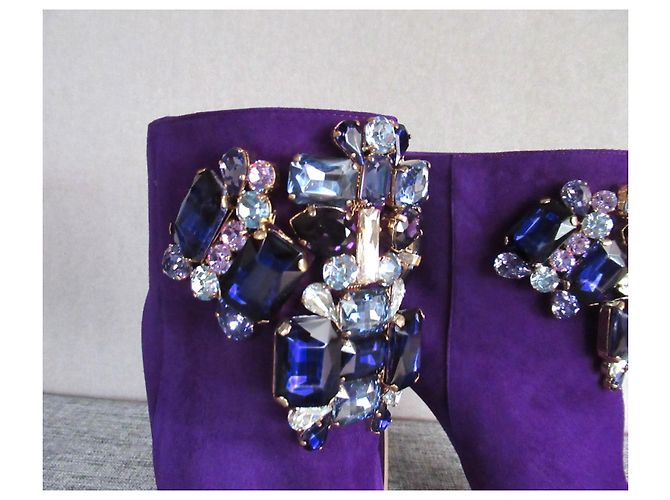 Stivali viola in camoscio e cristallo di Dsquared2 Porpora - vista 4