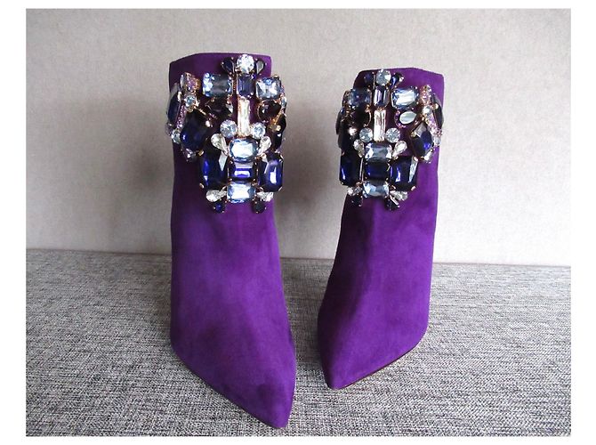 Stivali viola in camoscio e cristallo di Dsquared2 Porpora - vista 5