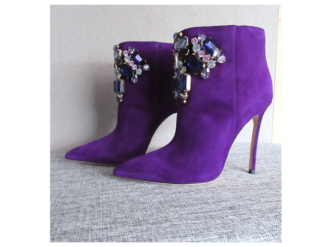 Stivali viola in camoscio e cristallo di Dsquared2 Porpora - vista 6