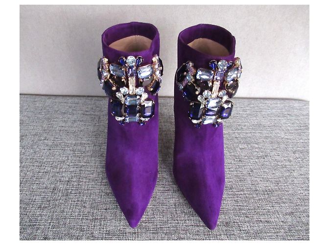 Stivali viola in camoscio e cristallo di Dsquared2 Porpora - vista 8