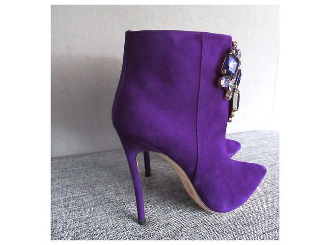 Stivali viola in camoscio e cristallo di Dsquared2 Porpora - vista 9