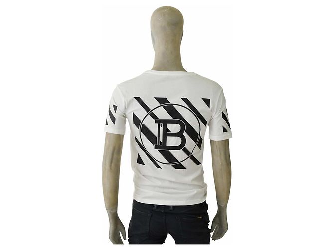Maglietta Balmain bianca in cotone con logo nero Bianco - vista 2