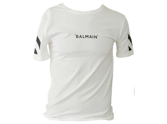 Maglietta Balmain bianca in cotone con logo nero Bianco - vista 3