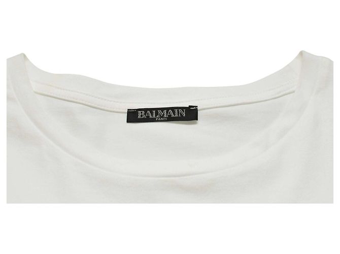 Maglietta Balmain bianca in cotone con logo nero Bianco - vista 4