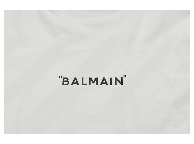Maglietta Balmain bianca in cotone con logo nero Bianco - vista 5