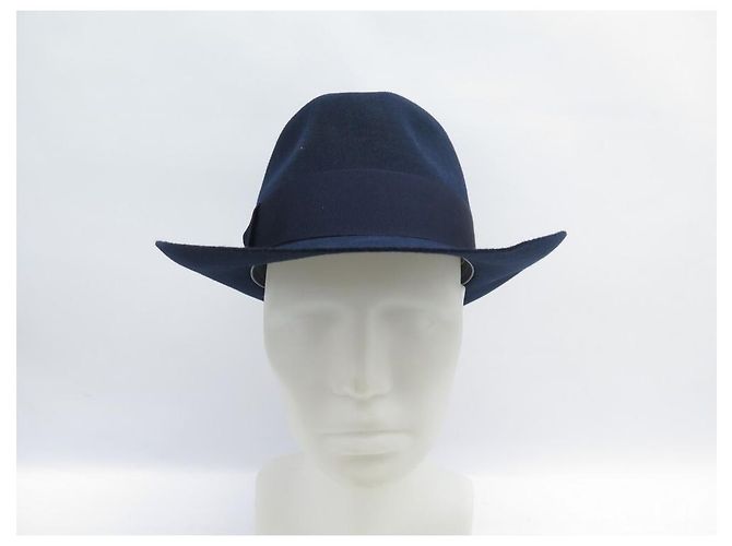 Hermès NEUER HERMES-HUT AUS NACHTBLAUEM KANINCHEN- UND HASENFILZ 55 NEUER FILZHUT Marineblau - Ansicht 2