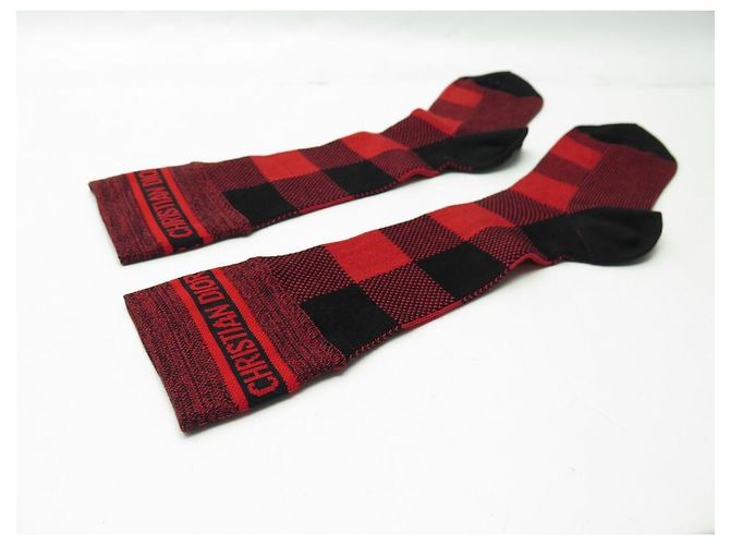 NUEVOS CALCETINES DIOR A CUADROS ROJOS 954mi47yo tengo701 S 36 37 MEDIAS DE ALGODÓN - vista 4