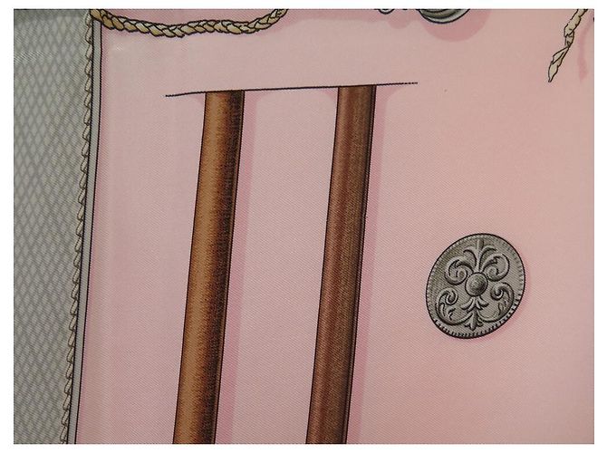 Hermès SCIARPA HERMES CANNES E POMMEAUX F. SCIARPA DE LA PERRIERE IN SETA ROSA - vista 10