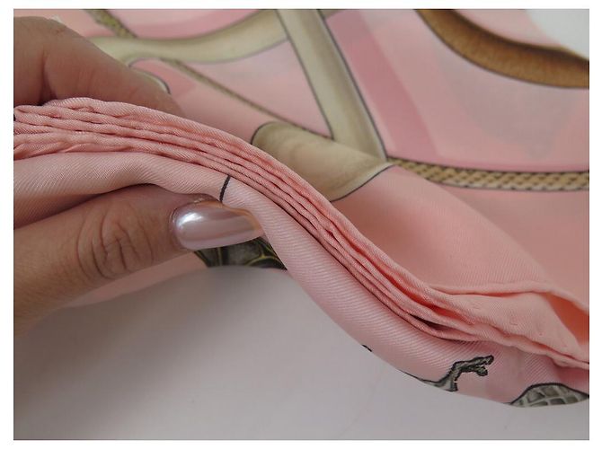 Hermès SCIARPA HERMES CANNES E POMMEAUX F. SCIARPA DE LA PERRIERE IN SETA ROSA - vista 14