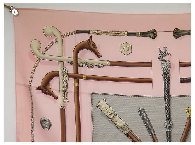Hermès SCIARPA HERMES CANNES E POMMEAUX F. SCIARPA DE LA PERRIERE IN SETA ROSA - vista 2