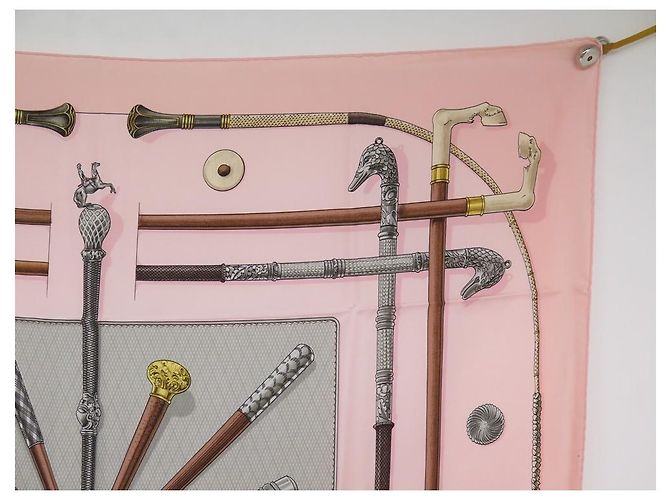 Hermès SCIARPA HERMES CANNES E POMMEAUX F. SCIARPA DE LA PERRIERE IN SETA ROSA - vista 3