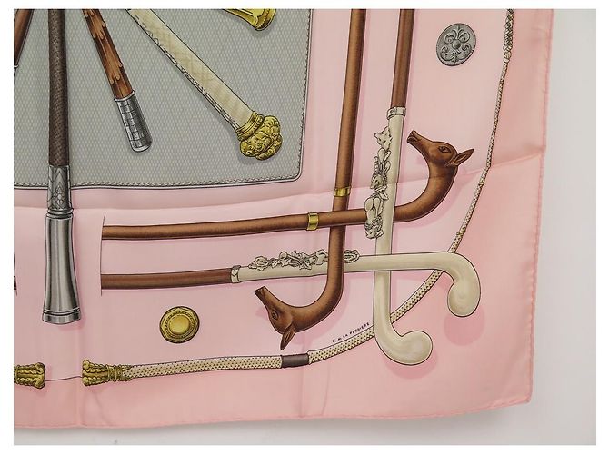 Hermès SCIARPA HERMES CANNES E POMMEAUX F. SCIARPA DE LA PERRIERE IN SETA ROSA - vista 4