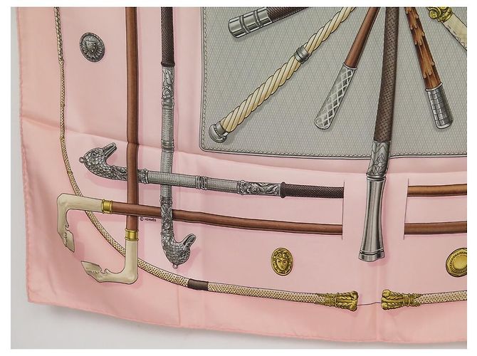 Hermès SCIARPA HERMES CANNES E POMMEAUX F. SCIARPA DE LA PERRIERE IN SETA ROSA - vista 5