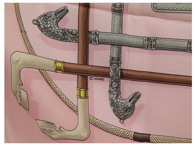 Hermès SCIARPA HERMES CANNES E POMMEAUX F. SCIARPA DE LA PERRIERE IN SETA ROSA - vista 7