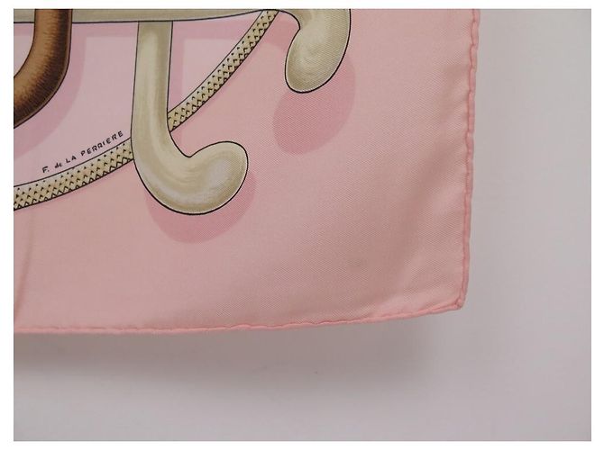 Hermès SCIARPA HERMES CANNES E POMMEAUX F. SCIARPA DE LA PERRIERE IN SETA ROSA - vista 9