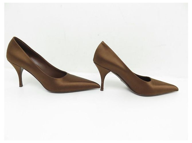 NEUE PRADA-PUMPS 39 Sammlung 2024 SATIN-TABAK-PUMPSCHUHE - Ansicht 3