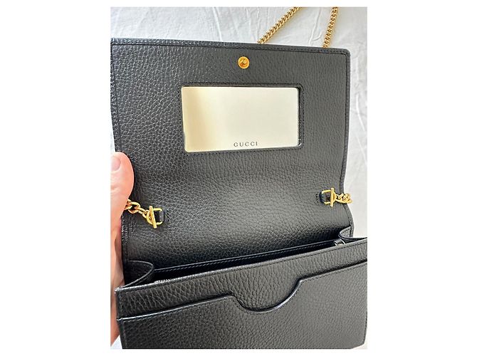 Gucci Borsa a catena mini in pelle GG Marmont Nero - vista 12