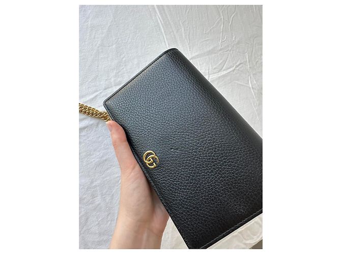 Gucci Borsa a catena mini in pelle GG Marmont Nero - vista 14