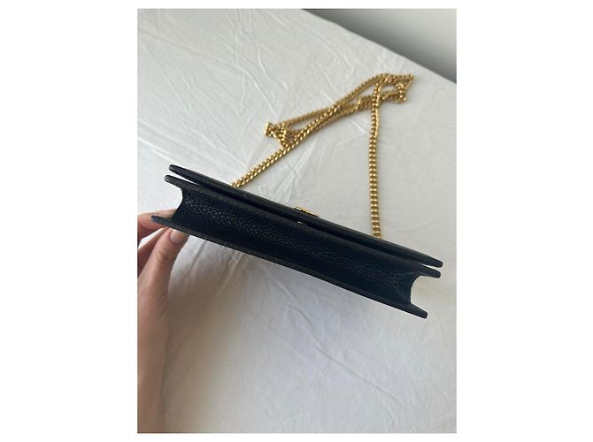 Gucci Borsa a catena mini in pelle GG Marmont Nero - vista 9