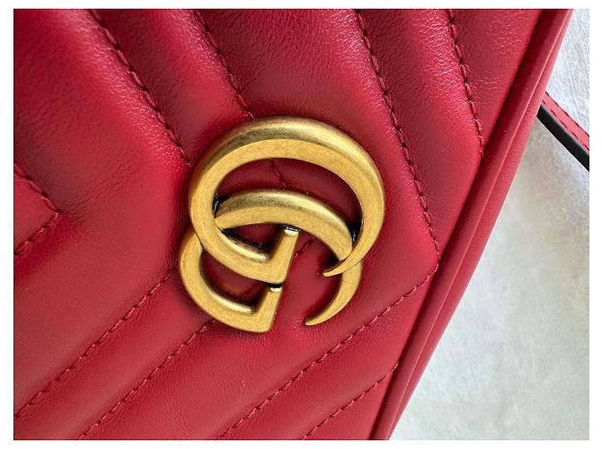 Gucci Borsa mini GG Marmont matelassé Rosso - vista 10