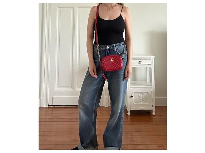 Gucci Borsa mini GG Marmont matelassé Rosso - vista 3