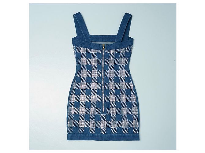 Abito mini Balmain con cristalli blu - vista 3