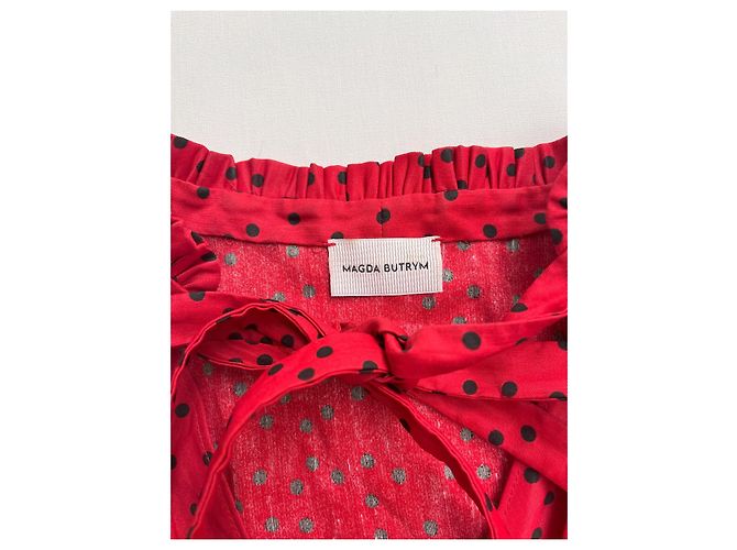 Abito rosso Magda Butrym in lino e viscosa - vista 10