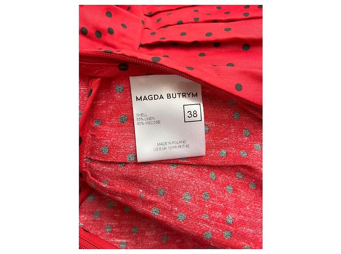 Abito rosso Magda Butrym in lino e viscosa - vista 14