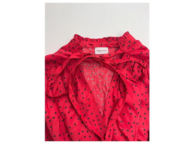 Abito rosso Magda Butrym in lino e viscosa - vista 7