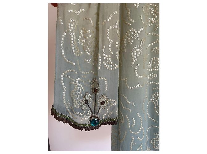 Vestido de seda Jenny Packham azul verde - vista 13
