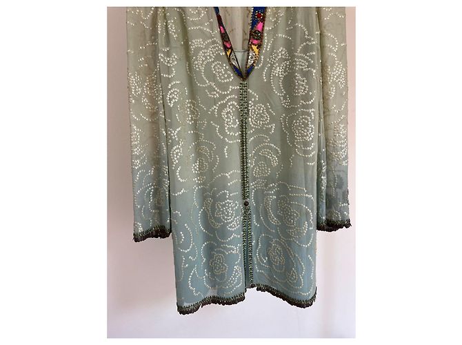 Vestido de seda Jenny Packham azul verde - vista 9