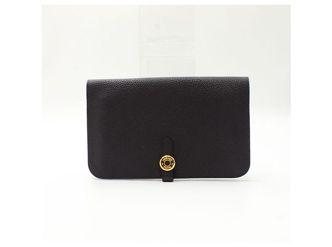 Hermès Portafoglio Hermes Dogon Duo in pelle di vitello nera Nero - vista 12
