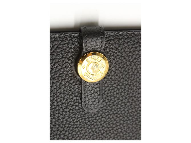 Hermès Portafoglio Hermes Dogon Duo in pelle di vitello nera Nero - vista 14