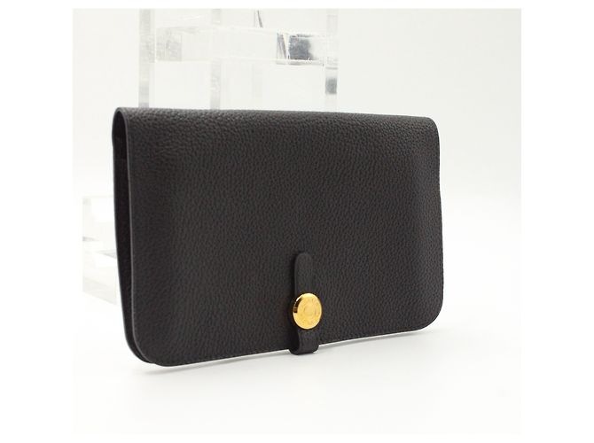 Hermès Portafoglio Hermes Dogon Duo in pelle di vitello nera Nero - vista 15