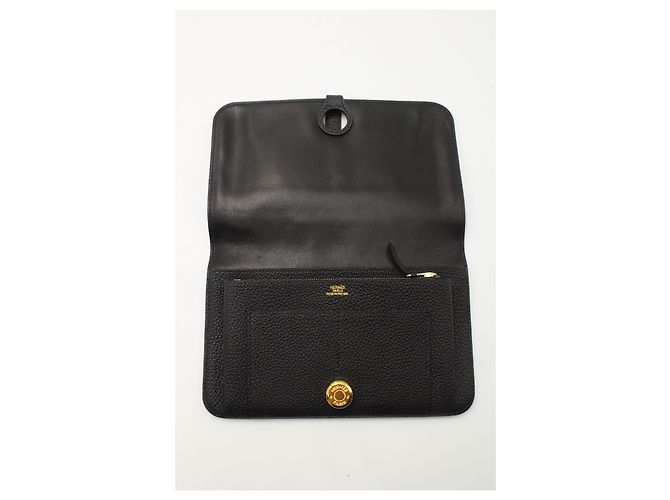 Hermès Portafoglio Hermes Dogon Duo in pelle di vitello nera Nero - vista 18