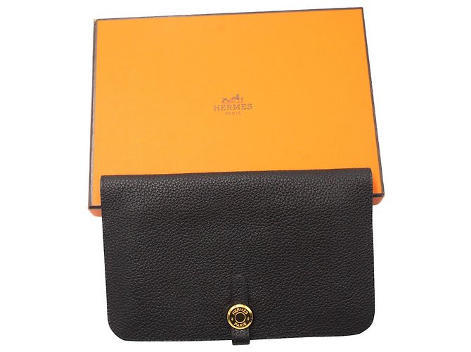 Hermès Portafoglio Hermes Dogon Duo in pelle di vitello nera Nero - vista 3