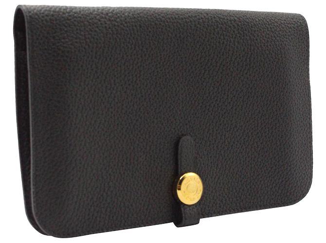 Hermès Portafoglio Hermes Dogon Duo in pelle di vitello nera Nero - vista 4