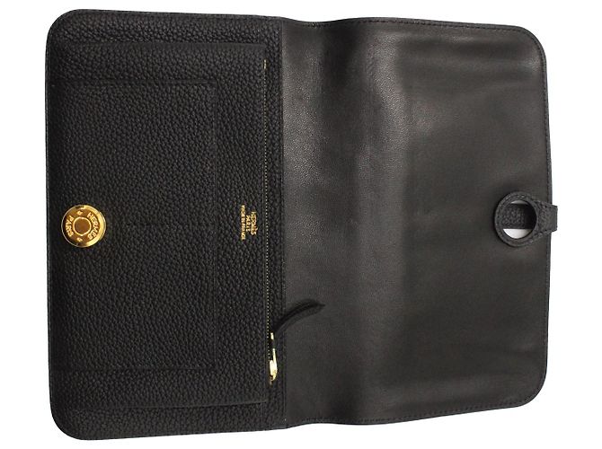 Hermès Portafoglio Hermes Dogon Duo in pelle di vitello nera Nero - vista 7