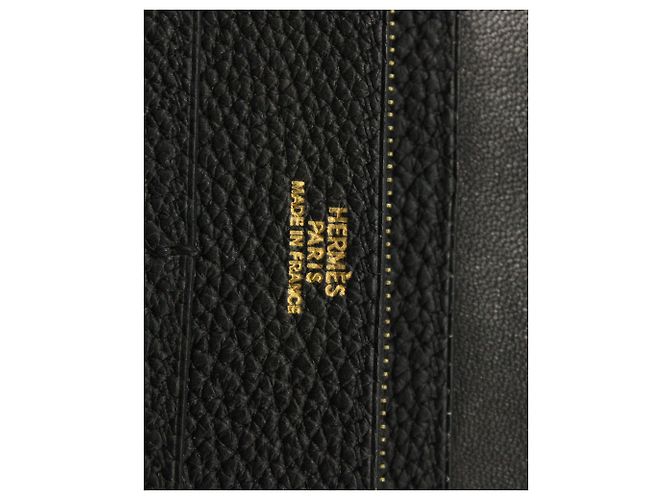 Hermès Portafoglio Hermes Dogon Duo in pelle di vitello nera Nero - vista 8
