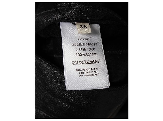Céline Abrigo sin cuello Celine en piel de cordero negra Negro - vista 4