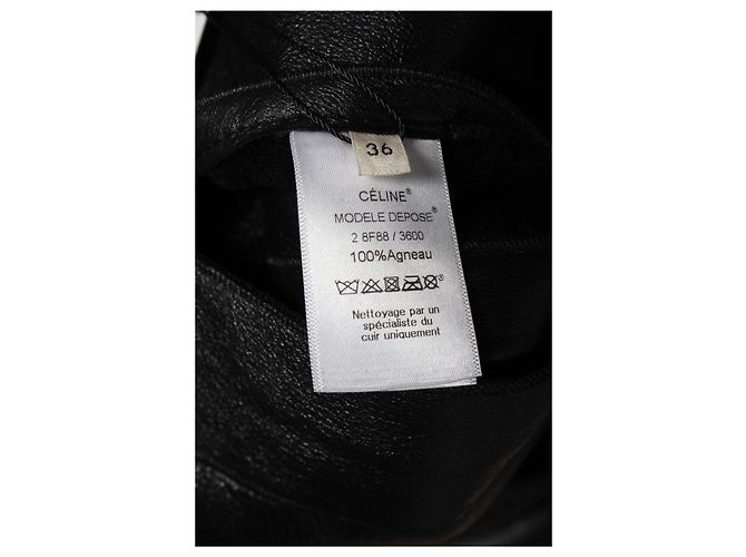 Céline Abrigo sin cuello Celine en piel de cordero negra Negro - vista 8