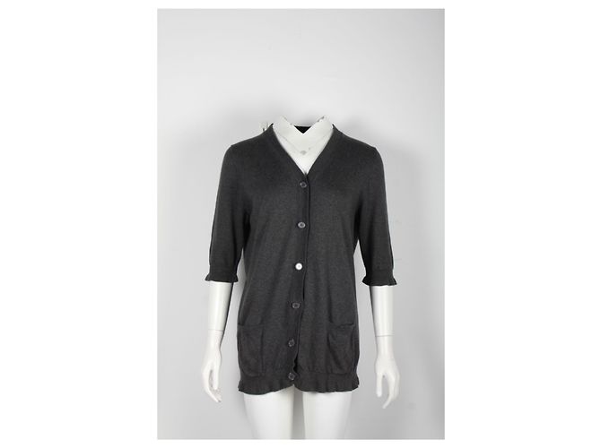 Marni x Joyce Ruffled Cardigan aus grauer Baumwolle - Ansicht 6
