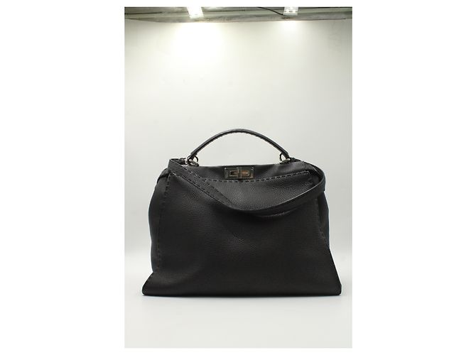 Fendi Peekaboo media in pelle Selleria nera Nero - vista 14