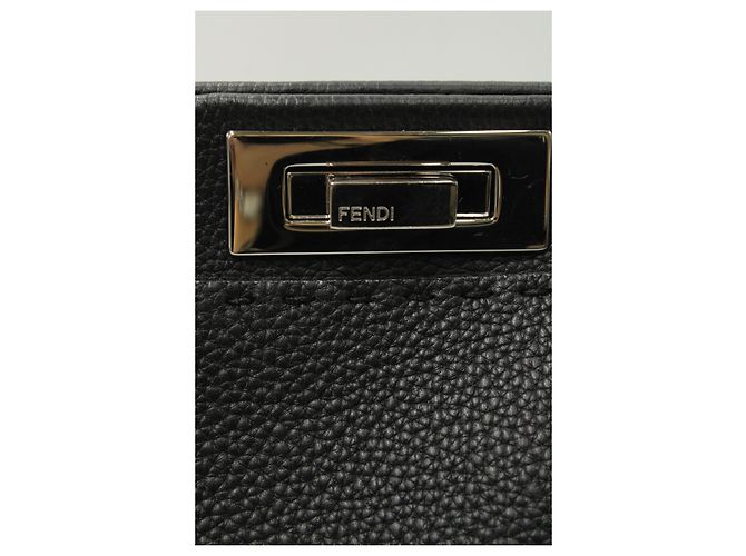 Fendi Peekaboo media in pelle Selleria nera Nero - vista 17