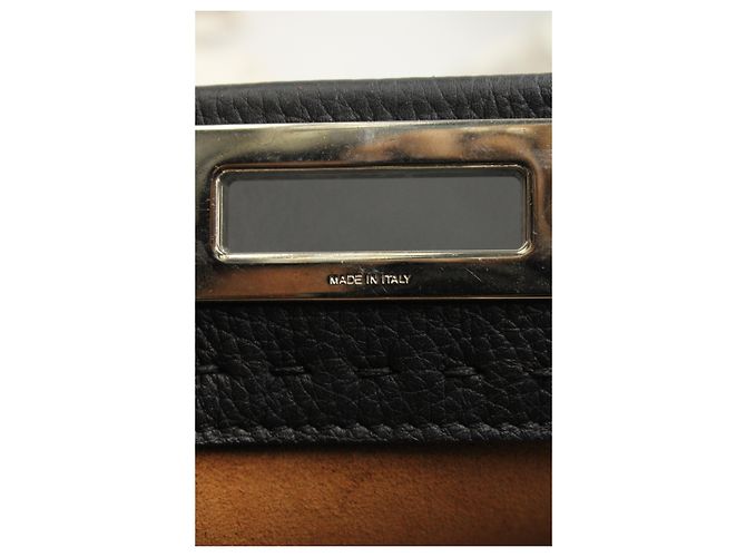 Fendi Peekaboo media in pelle Selleria nera Nero - vista 18