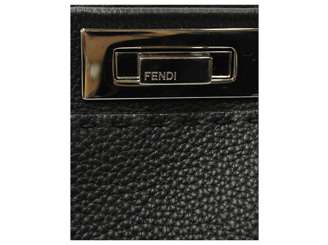 Fendi Peekaboo media in pelle Selleria nera Nero - vista 5
