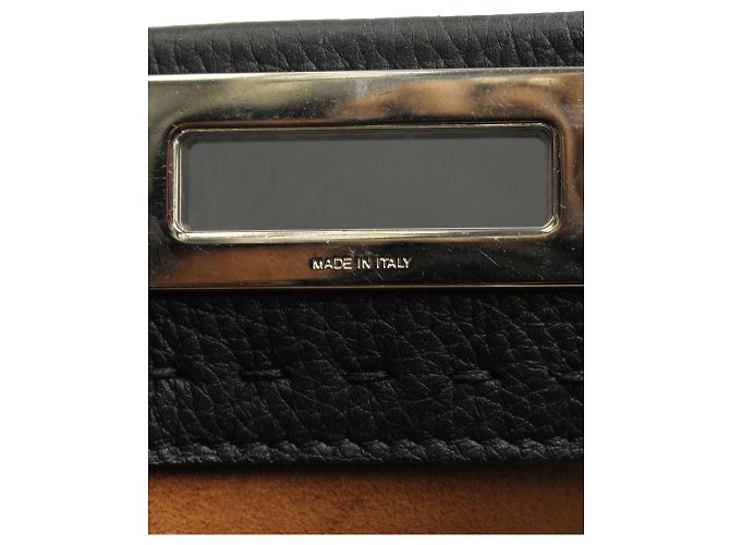 Fendi Peekaboo media in pelle Selleria nera Nero - vista 6