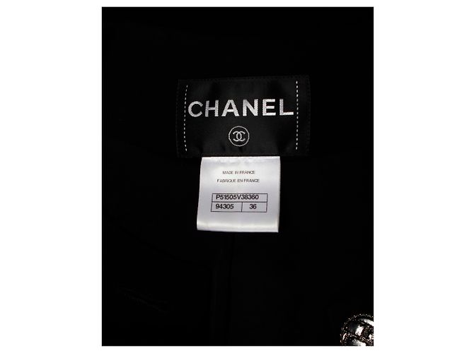 Timeless Giacca da sera senza colletto Chanel in seta nera Nero - vista 4